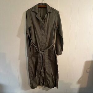 Elegant Olive Midi Dress jabro EU size 34 belted pocket